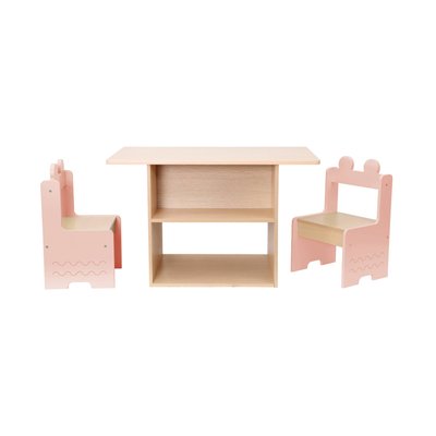 Table enfant décor bois 1 étagère 2 chaises AZUR SWEEEK