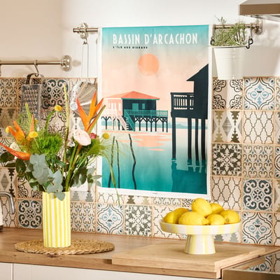 Torchon Bassin d'Arcachon x Les Affichistes - 100% Coton 210g/m² TRADITION DES VOSGES