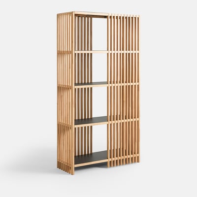 Bücherregal oder Raumteiler JAC aus massiver Eiche und Stahl LA REDOUTE INTERIEURS