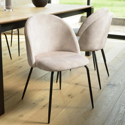 Chaise velours beige dossier galbé (lot de 2) TIM PIER IMPORT