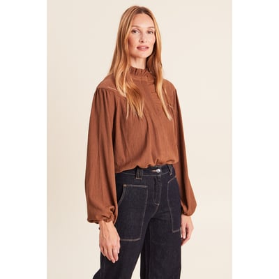 Blouse droite plissée col montant BREAL
