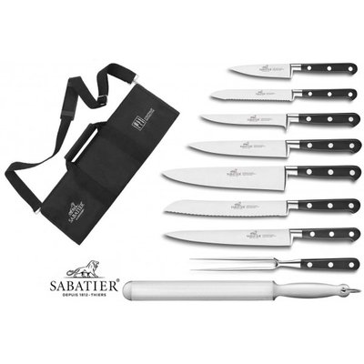Trousse de cuisinier 7 couteaux + 2 ustensiles Sabatier Idéal - Exclu SABATIER