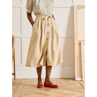 Jupe mi-longue en lin et viscose CYRILLUS