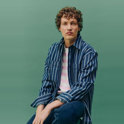 Chemise manches longues rayée en jean en coton BIO GOTS MONOPRIX