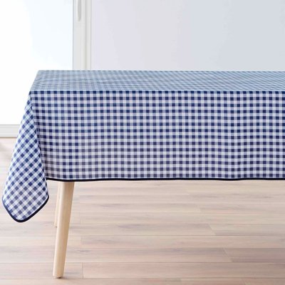 Nappe Carrée Infroissable Vichy Bleu Antitache DOUCEUR D'INTÉRIEUR