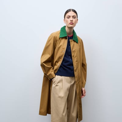 Trench long avec col en velours coloré MONOPRIX
