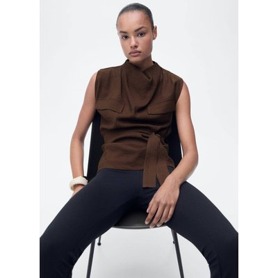 Chemisier col drapé ceinture MANGO