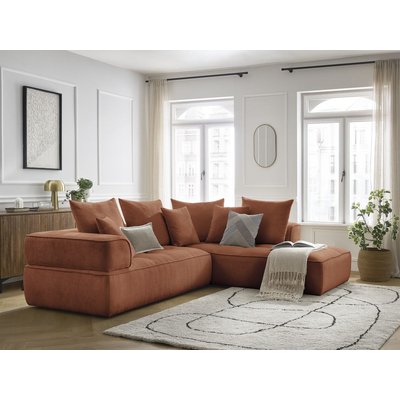 Canapé d'angle fixe 4 places en tissu lisse, WHESLEY BOBOCHIC