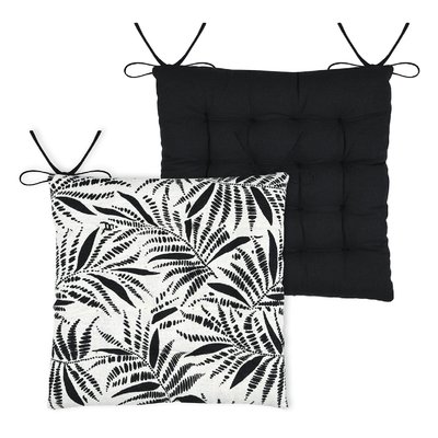 Galette de chaise carrée feuillage tropical en coton LOVELY CASA