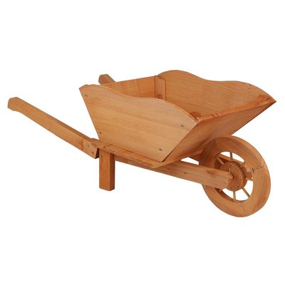 Porte Plantes Brouette Bois Naturel DECORATIE