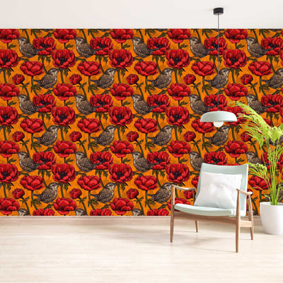 Papier peint jardin d'anémones HEXOA