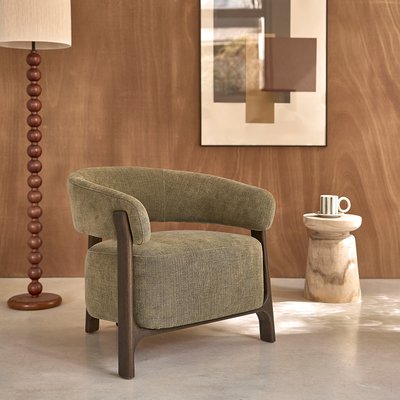 Fauteuil en bois massif et tissu  HENRI BERAH GETAH