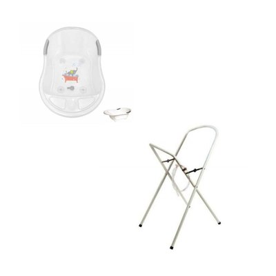 Baignoire bébé éléphant blanche avec vidange + support à pied DBB REMOND