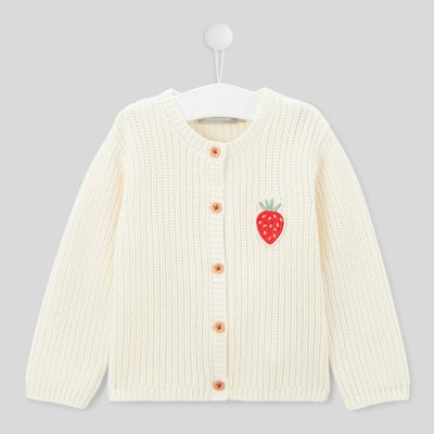 Cardigan manches longues col rond patch en coton BOUT'CHOU