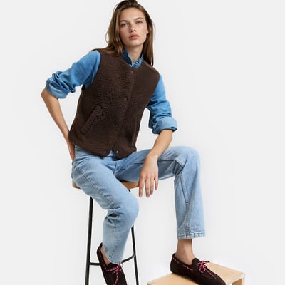 Cárdigan oversize de sherpa, sin mangas LA REDOUTE COLLECTIONS