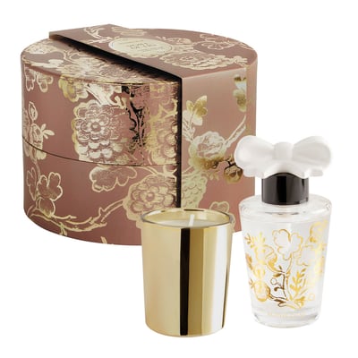 Coffret diffuseur de parfum et bougie Voile de Lin TRÉSOR DE FLEURS MATHILDE M