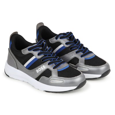 Baskets à lacets avec cuir de vachette BOSS KIDSWEAR