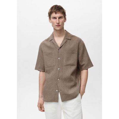 Chemise coton texturée à rayures MANGO MAN