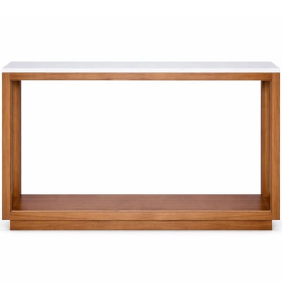 Console bois de mangue et plateau marbre blanc 96.5x35.5x76cm WADIGA
