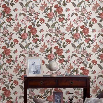 Papier peint Fleurs Minera Crimson LAURA ASHLEY