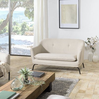 Canapé beige 2 places pieds métal noir TIM PIER IMPORT