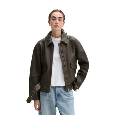 Veste en cuir relaxed en cuir d'agneau doux à l'aspect vintage MARC O'POLO