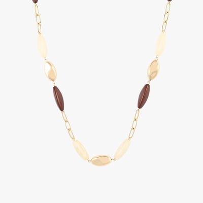 Collier long perles fantaisie écru et marron BALABOOSTE