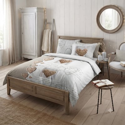 Housse de couette + taie Charming coeur EDEN