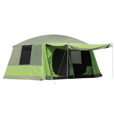 Tente de camping familiale avec porche 4 à 8 personnes sac de transport inclus vert OUTSUNNY