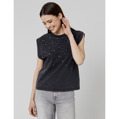 T-shirt sans manches à strass BZB
