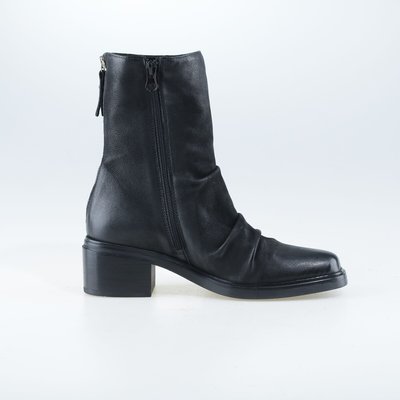 Bottines en cuir plissé, talon trotteur MJUS
