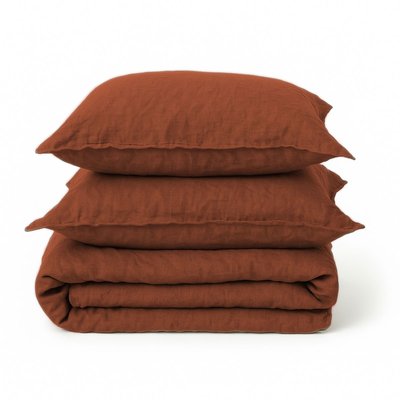 Parure Housse De Couette + Taies 100%  Lin Lavé - LIN LAVE PHCT TRADITION DES VOSGES