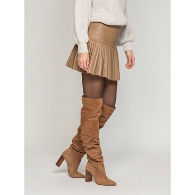 Jupe simili cuir beige clearance
