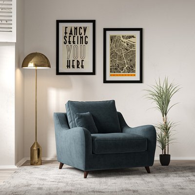 Amelia Textured Velvet Armchair with Dark Wood Legs SO'HOME