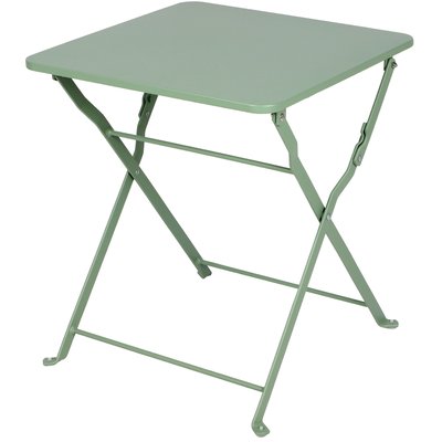 Table basse carrée de jardin pliable en métal vert olive 40x40x45cm SUNNYDAYS