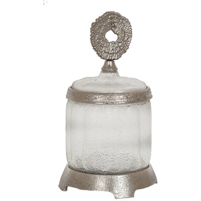 Bocal décoratif en verre texturé  avec couvercle  satiné RECOLLECTION