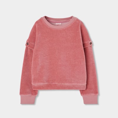 Sweat-shirt fille en velours côtelé avec boutons BOBOLI
