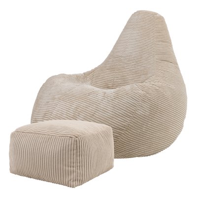 Pouf à dossier incliné et son repose-pied velours côtelé Oeko-Tex® - DALTON ICON