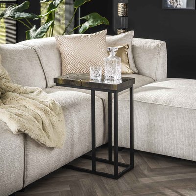 Petite table d'appoint en teck recyclé gris et or NOVA PIER IMPORT