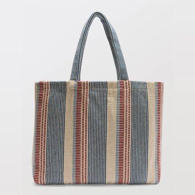 Cabas en coton tricolore MONOPRIX