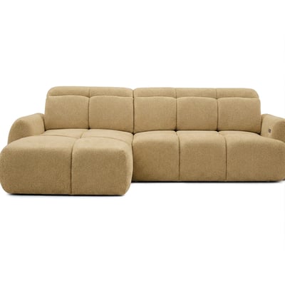 Canapé d'angle convertible 3 places en tissu chenille, RUBY BOBOCHIC