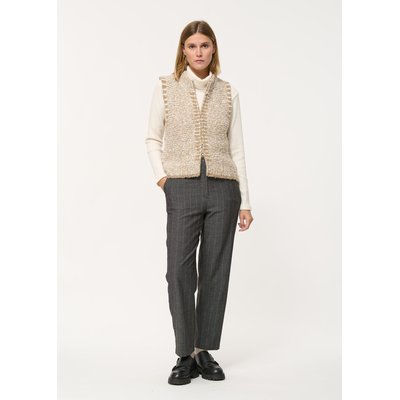 Gilet court beige sans manches maille bicolore HUMILITY