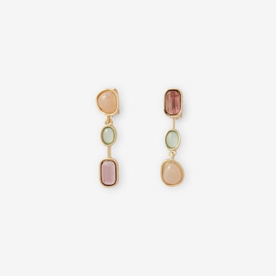 Boucles d'oreilles clips - 3 cabochons roses et verts BALABOOSTE