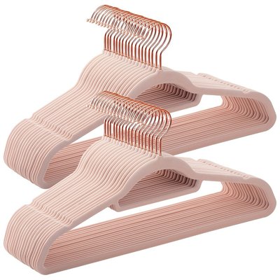 Lot de 50 cintres Antidérapants en velours Rose avec Crochets Pivotants CALICOSY