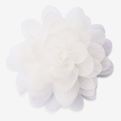 Broche fleur blanche en tissu et fil textile BALABOOSTE