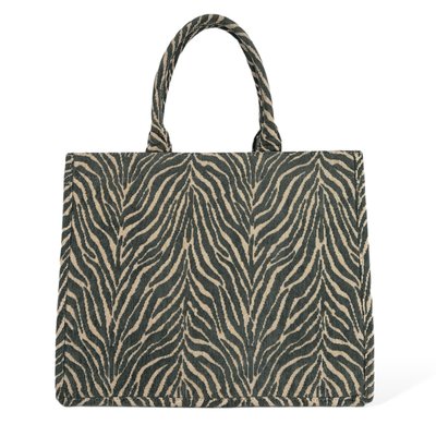 Grand sac cabas rigide en velours tissé ZEBRA OH MY BAG