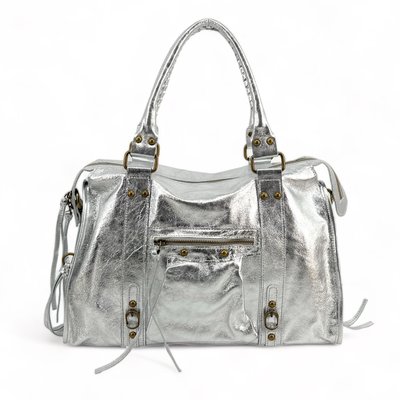 Sac à main en cuir métallisé italien SANDSTORM Argenté OH MY BAG
