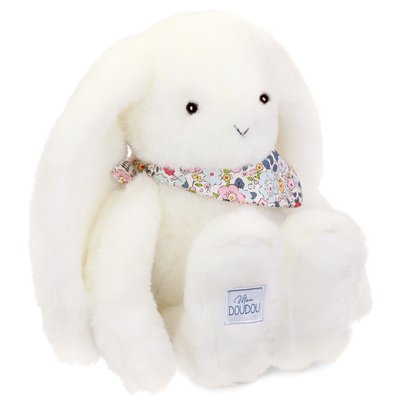 Peluche Lapin Fleurette blanc 35 cm DOUDOU ET COMPAGNIE
