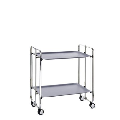 Table roulante pliante BAUHAUS, 2plateaux,  châssis chromé DON HIERRO