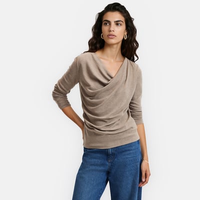 T-shirt drapé, manches longues, en viscose mélangée LA REDOUTE COLLECTIONS
